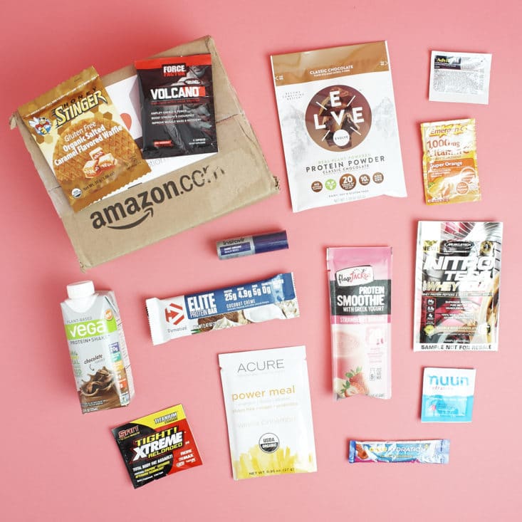 See the snacks, drink mixes, and supplements in the Amazon Nutrition and Wellness Sample Box for July 2017!