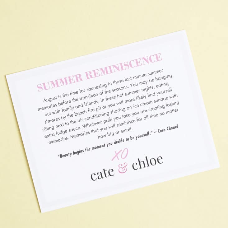 Cate and Chloe August 2017 Women's Jewelry Subscription Box