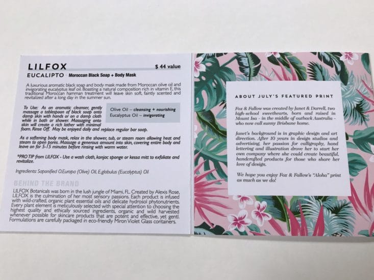 Clean Beauty Box by Art of Organics July 2017 Box