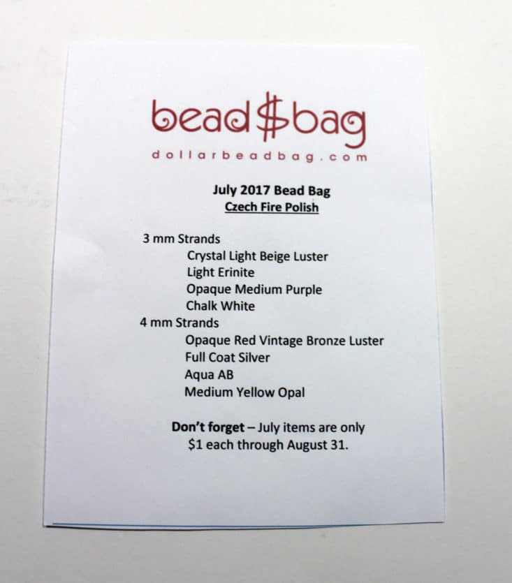 Read my review of the beads in my July 2017 Dollar Bead Bag subscription!