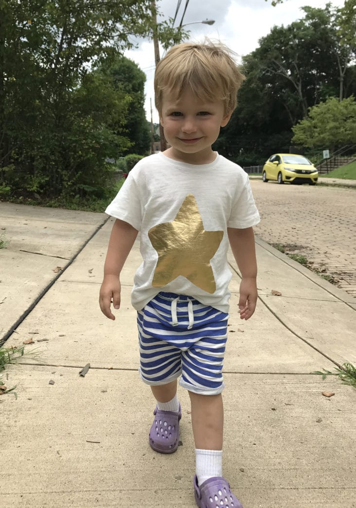 Little Starters July 2017 Review - Clothing Modeled by 2 Year Old