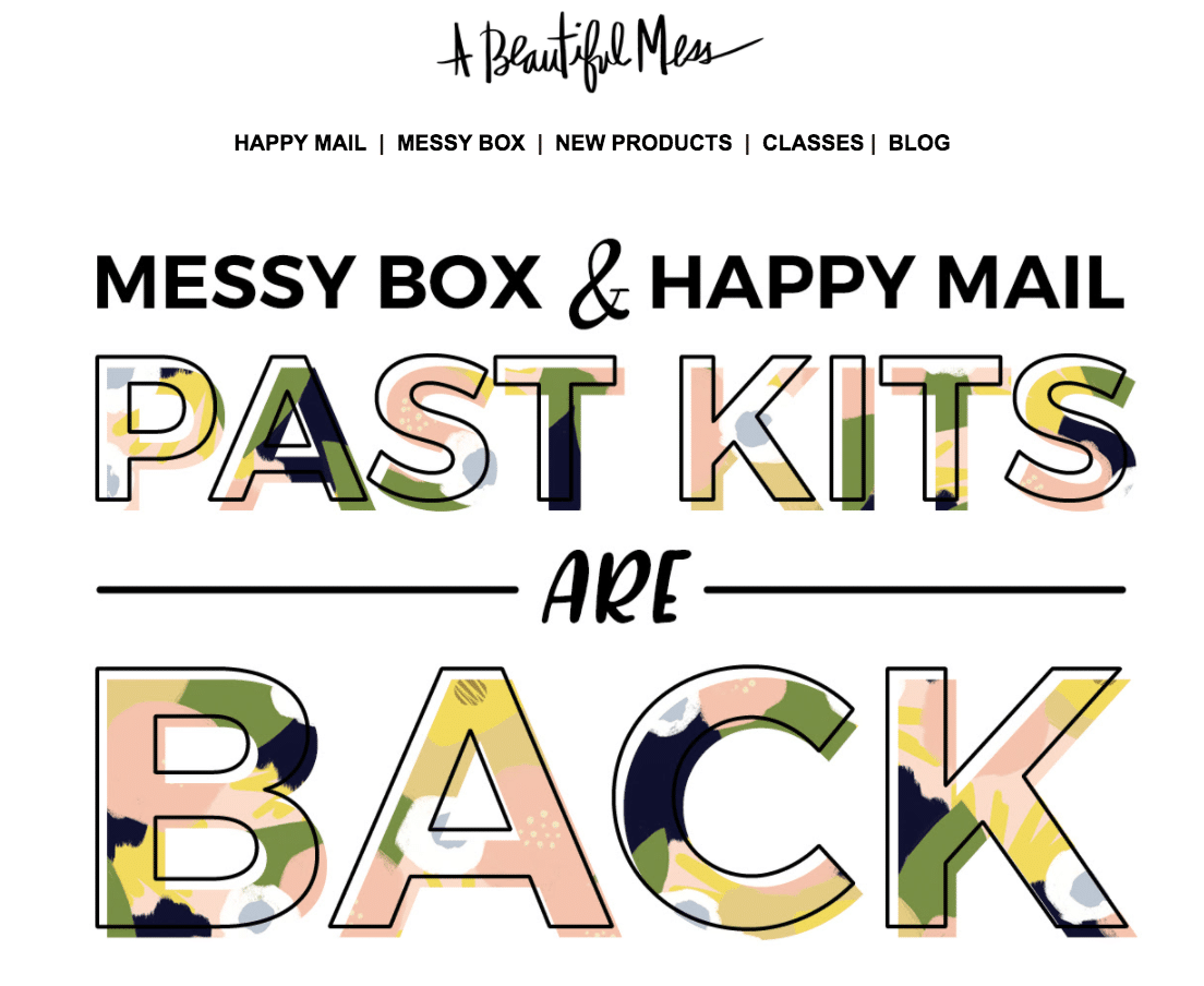 Past Happy Mail & Messy Box Kits On Sale For $10 + Coupon!