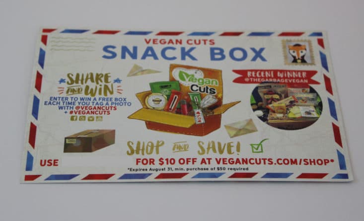 Vegan Cuts Snack July 2017 Box