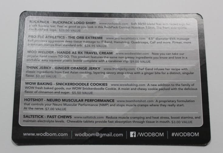 WODBOM July 2017 Fitness Subscription Box