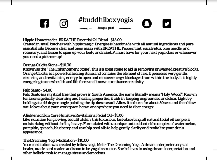 BuddhiBox Essential Oils August 2017