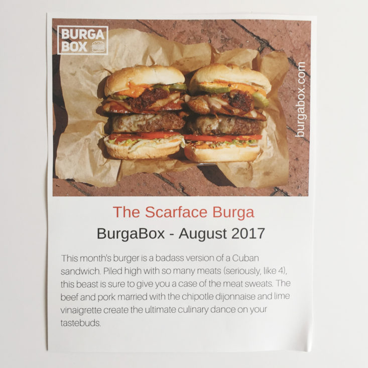 BurgaBox August 2017 Meal Kit Subscription Box