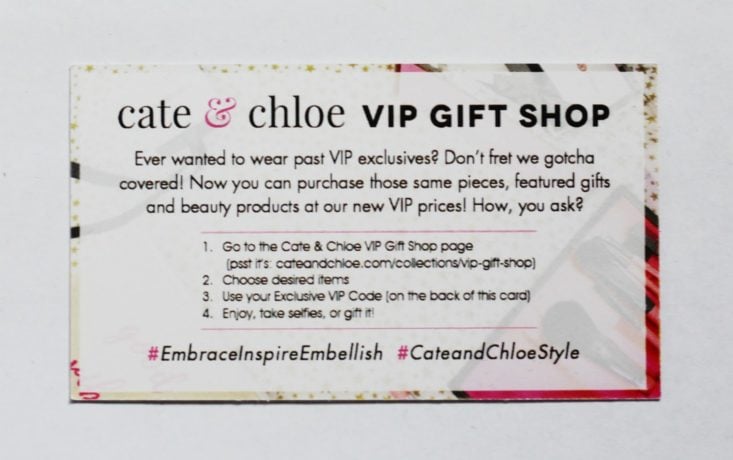 Cate and Chloe August 2017 Women's Jewelry Subscription Box