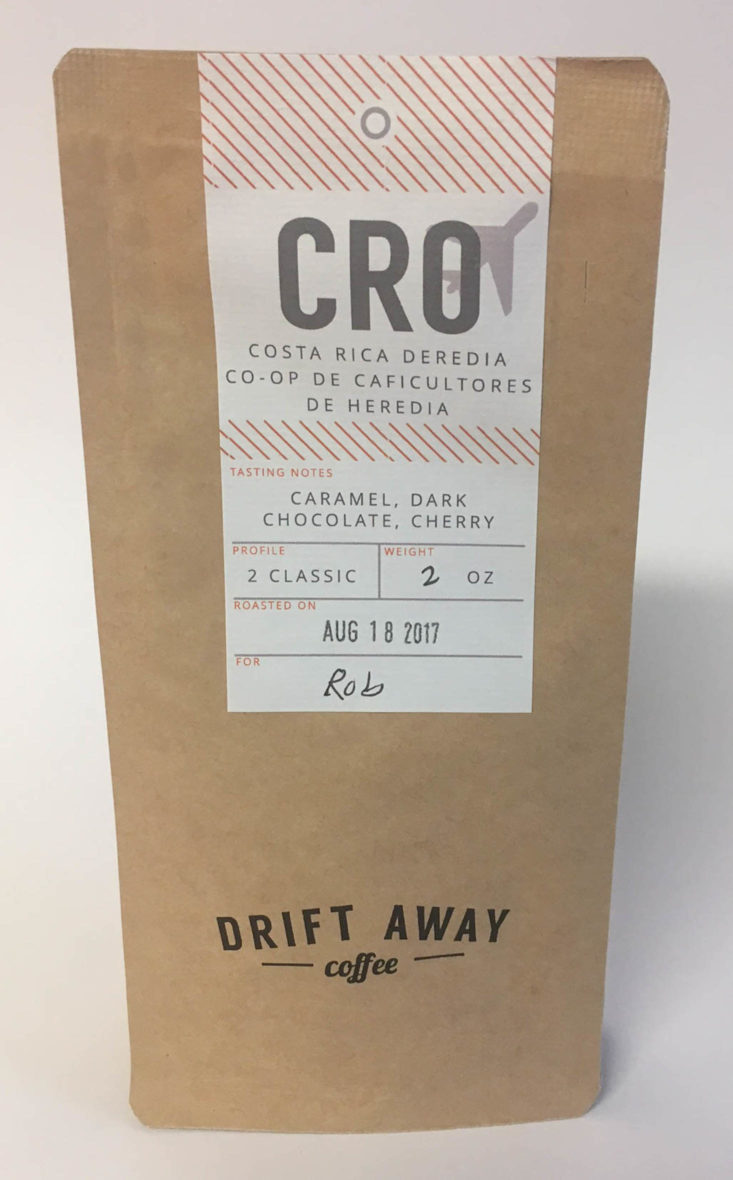 Driftaway Coffee August 2017 Coffee Subscription Box