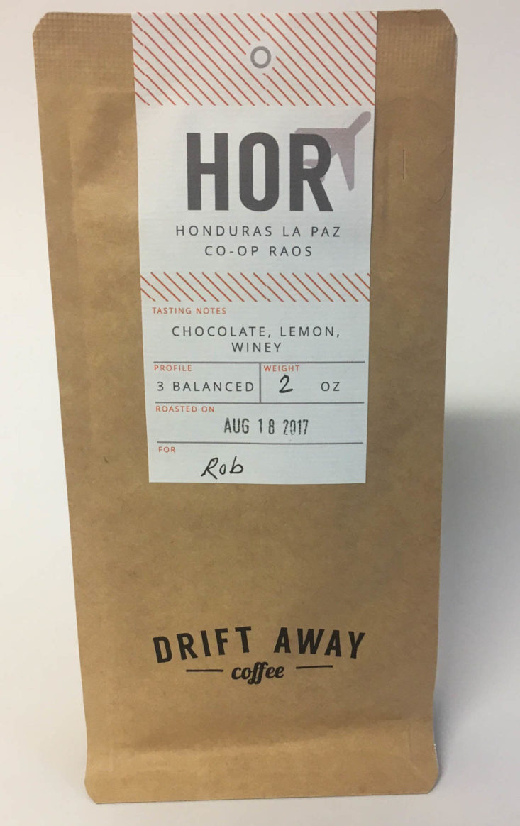 Driftaway Coffee August 2017 Coffee Subscription Box