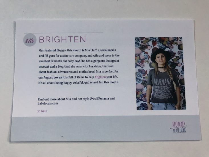 Mommy Mailbox Brighten August 2017 Mom Subscription Box