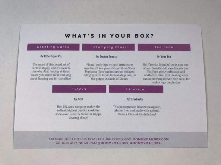 Mommy Mailbox Brighten August 2017 Mom Subscription Box