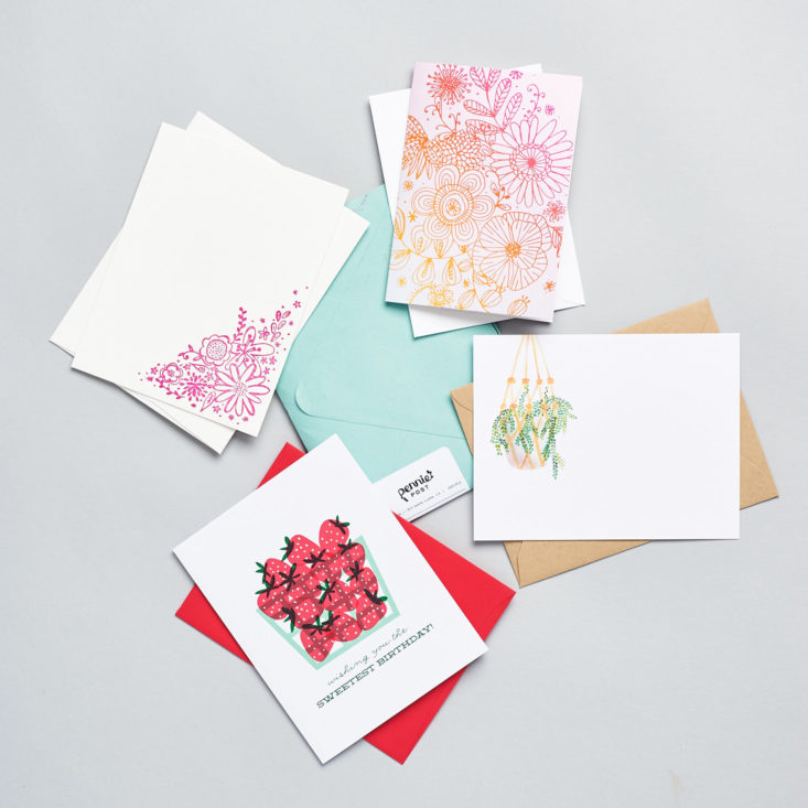 Look at all the cute greeting cards in my August 2017 Pennie Post stationery subscription!