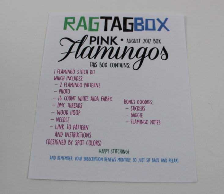 Rag Tag Box August 2017 DIY and Craft Subscription Box