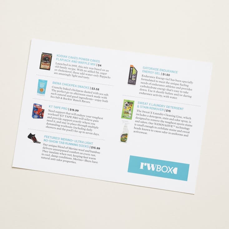 Runners World Box #004 Review, July 2017 - Info card