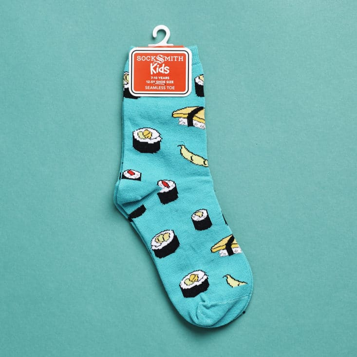 Say It With A Sock Girls Review, July 2017 - Socksmith Sushi Socks