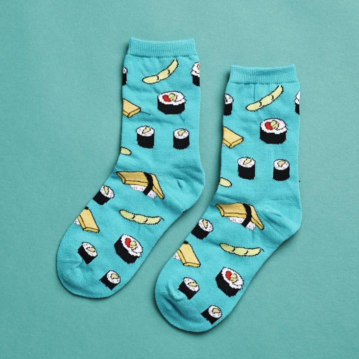 Say It With A Sock Girls Review, July 2017 - Socksmith Sushi Socks, side by side
