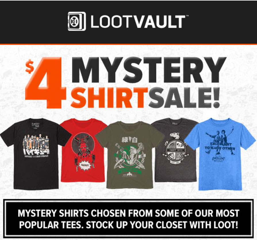 Loot Vault Flash Sale – $4 Mystery Tees!