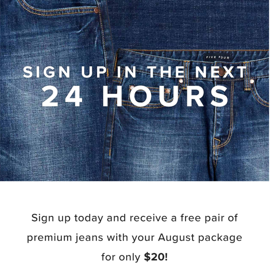 Five Four Club Deal – FREE Jeans + Save $40 on Your First Month!