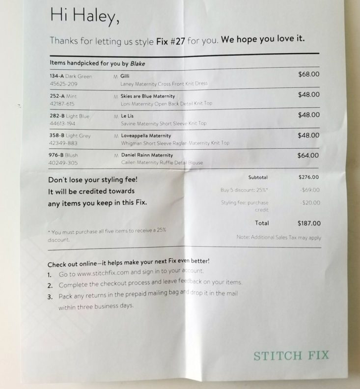 Stitch Fix August 2017 Women's Clothing Subscription Box