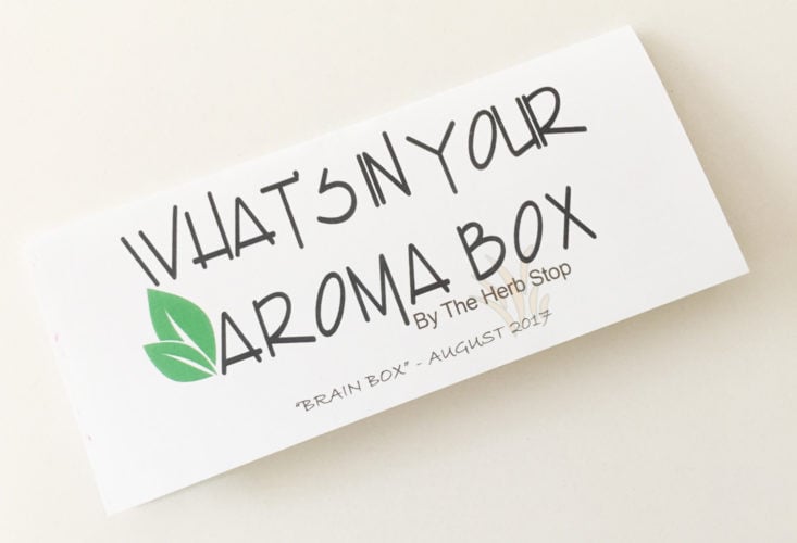 AromaBox by Herb Stop August 2017 Essential Oils Subscription Box