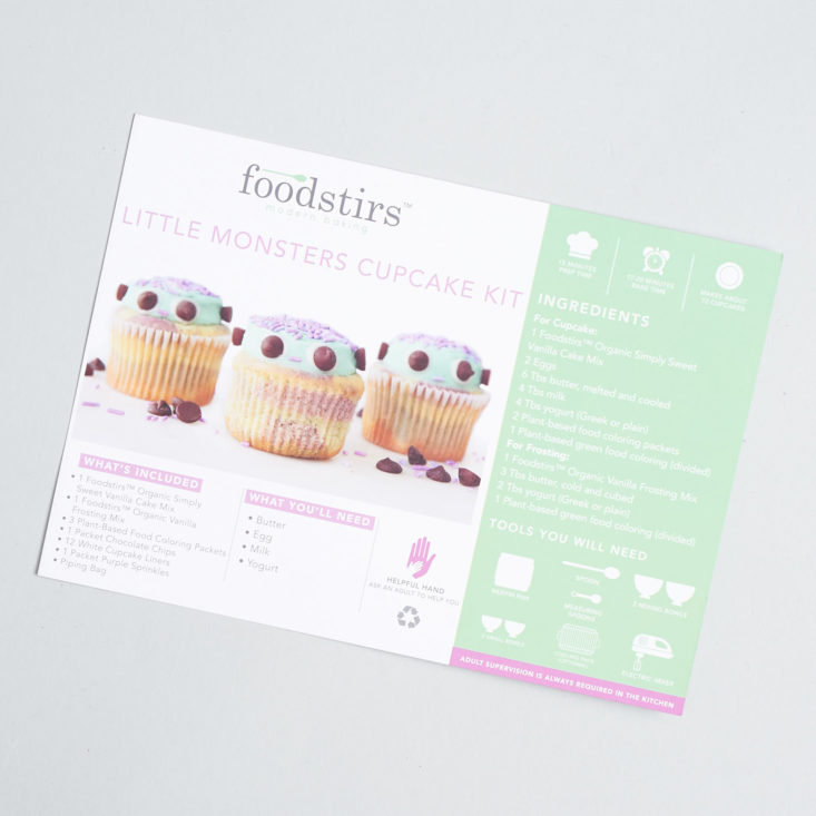 Foodstirs Little Monsters Cupcake Kit Review - Instructions