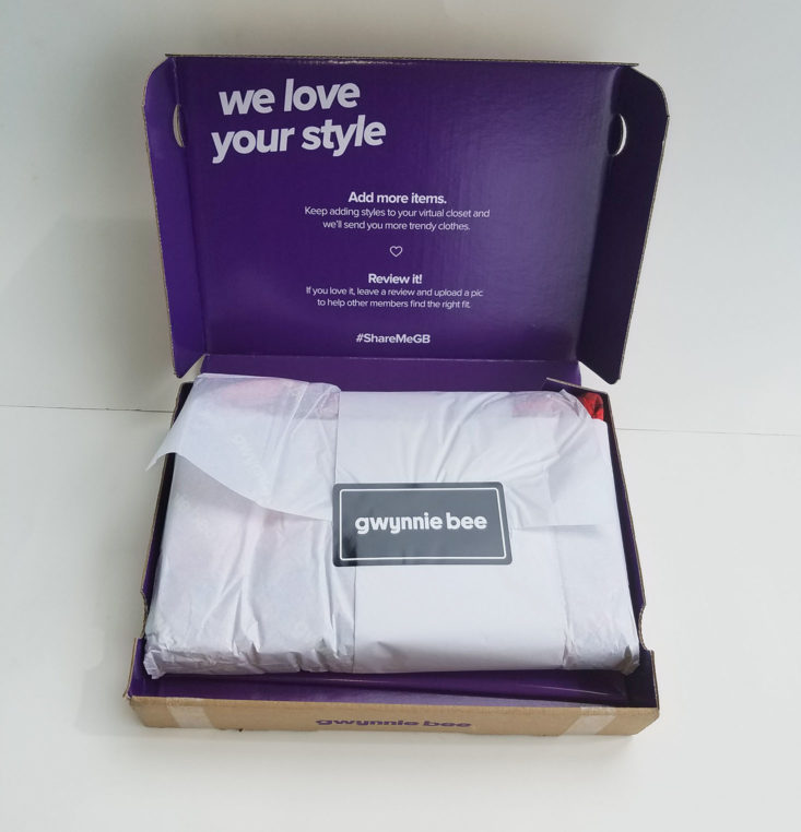 Gwynnie Bee Box July 2017 Women's Plus Clothing Rental Subscription Box