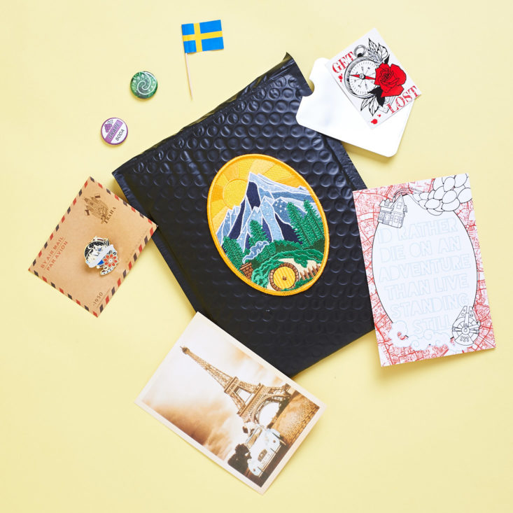 Check out the travel-inspired pins and patches in this month's Laserbrain Patch Co. pack!