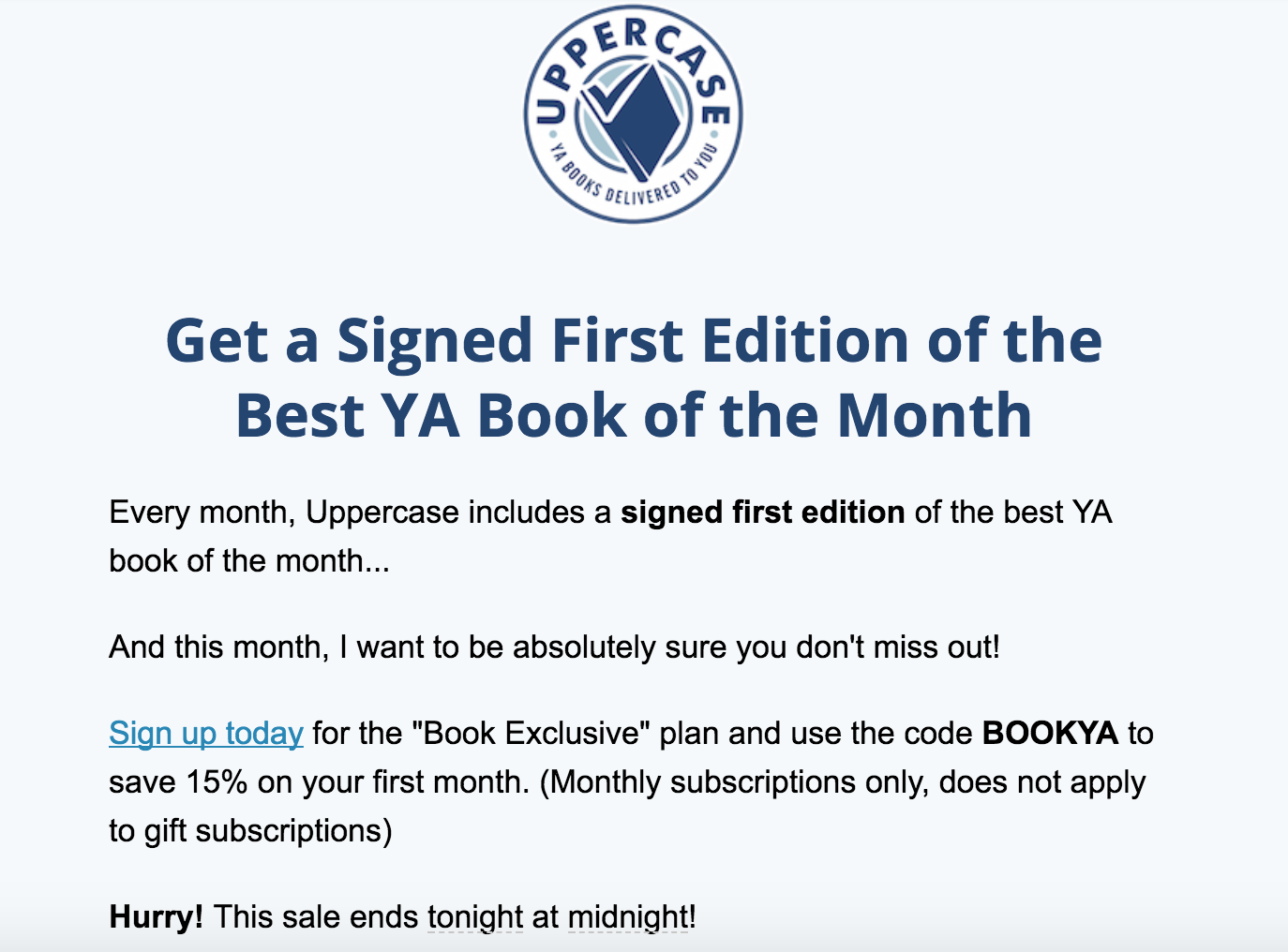 Uppercase YA Book Coupon – Get 15% Off!