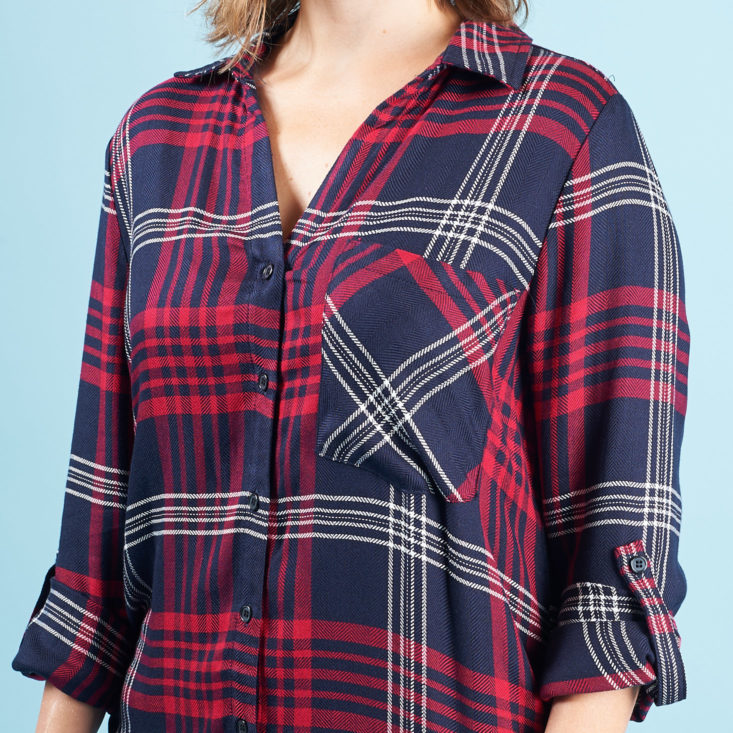 StitchFix Petite Fall 2017 Review - Outfit #2 Plaid Shirt Detail Collar