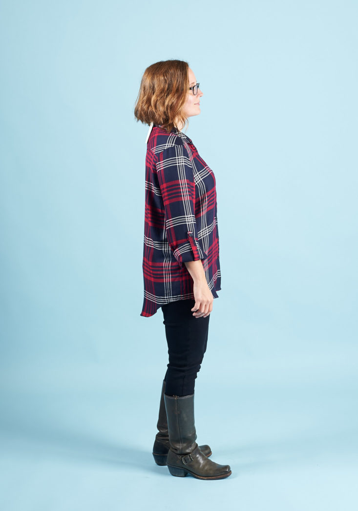 StitchFix Petite Fall 2017 Review - Outfit #2 Plaid Shirt Detail Hem