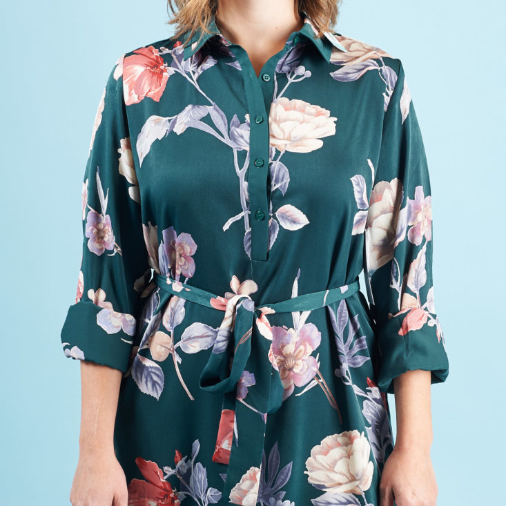 StitchFix Petite Fall 2017 Review - Outfit #3 Green Floral Ruffle Dress