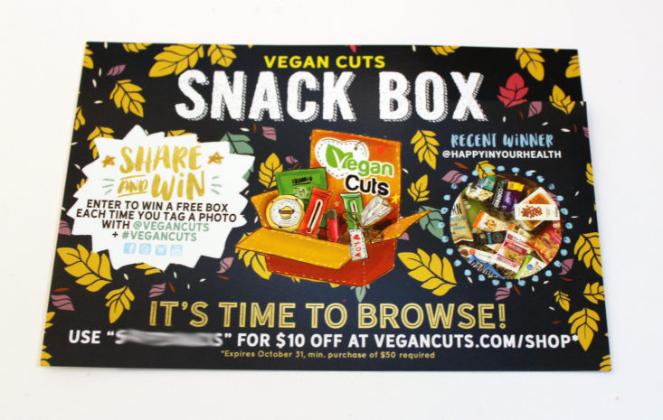 Vegan Cuts Snack September 2017 Subscription Box