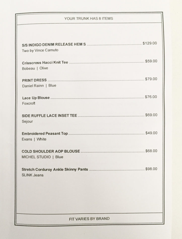 Trunk Club August 2017 Women's Plus Size Subscription Box