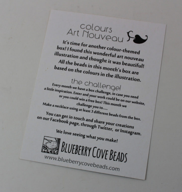 Blueberry Cove Beads September 2017 Craft and DIY Subscription Box