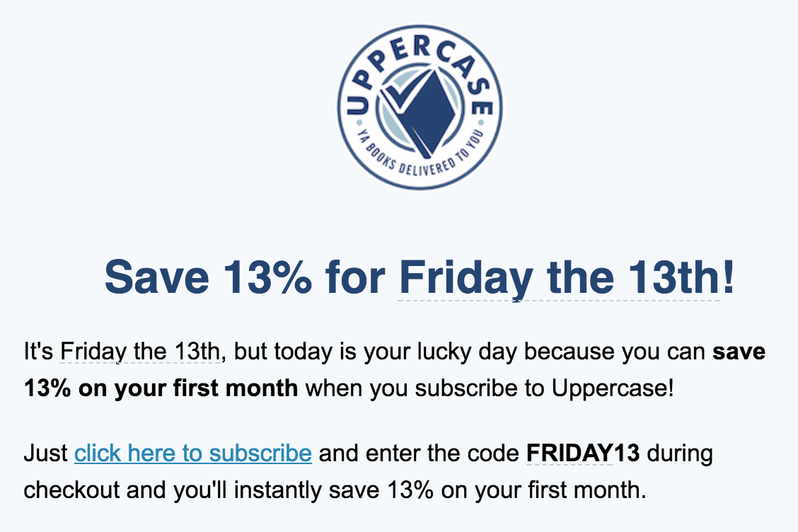 Uppercase YA Book Coupon – 13% Off Your First Box!