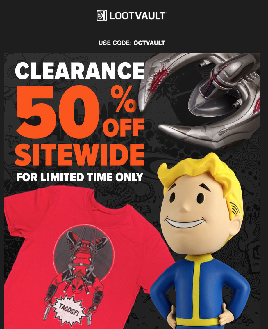 Loot Vault Flash Sale – 50% Off Everything!
