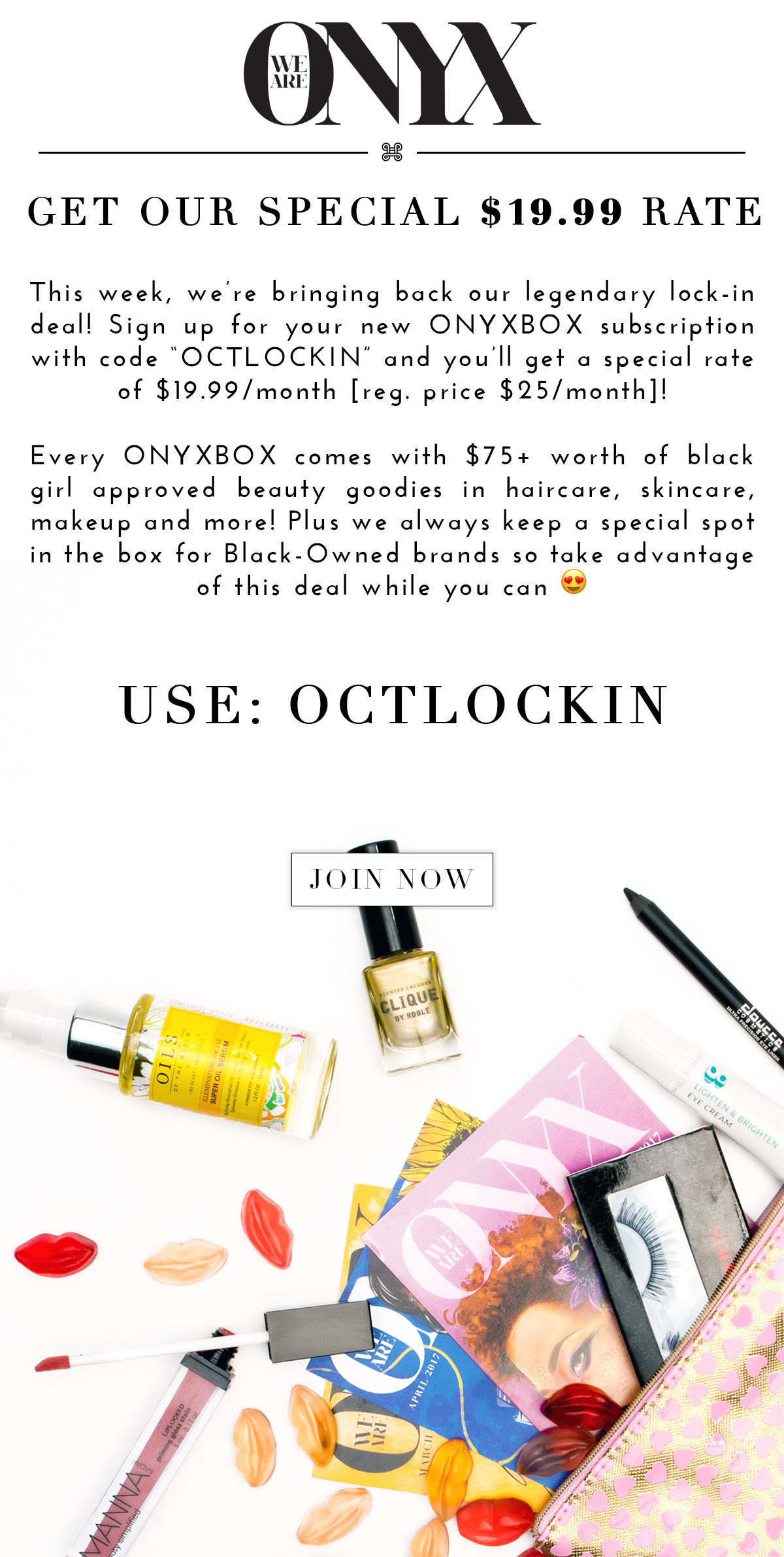 We Are Onyx Beauty Box Coupon – 20% Off For Life!