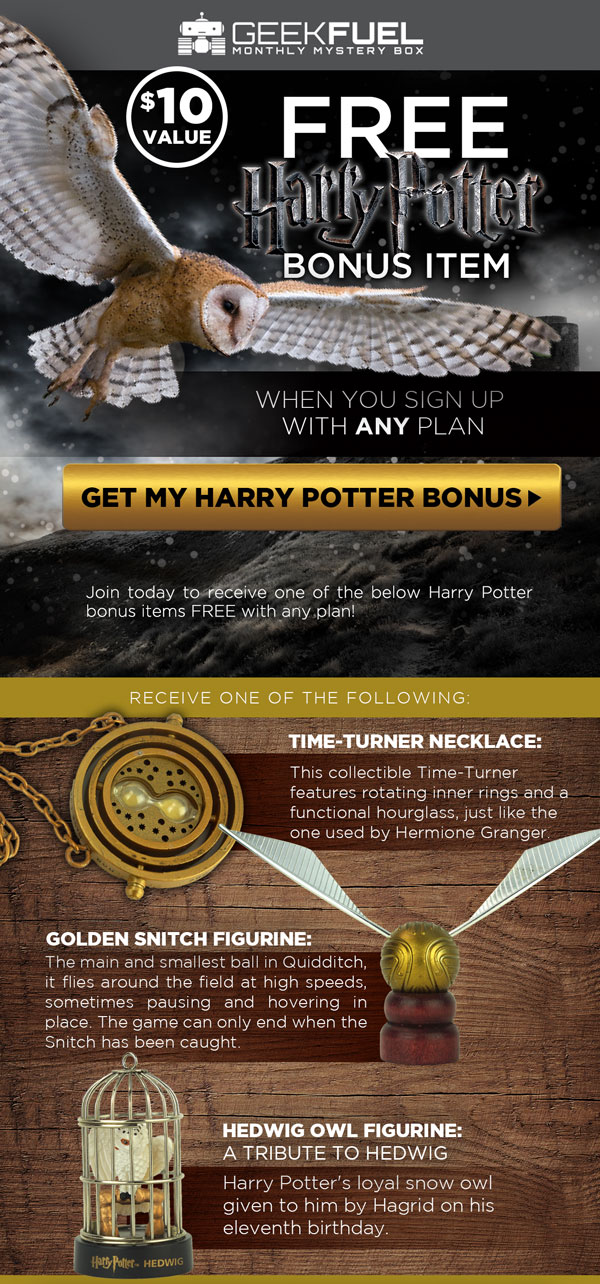 Geek Fuel Black Friday Deal Extended! FREE Harry Potter Item With Subscription!