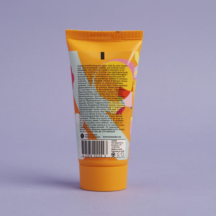 directions for Amika Nourishing hair mask