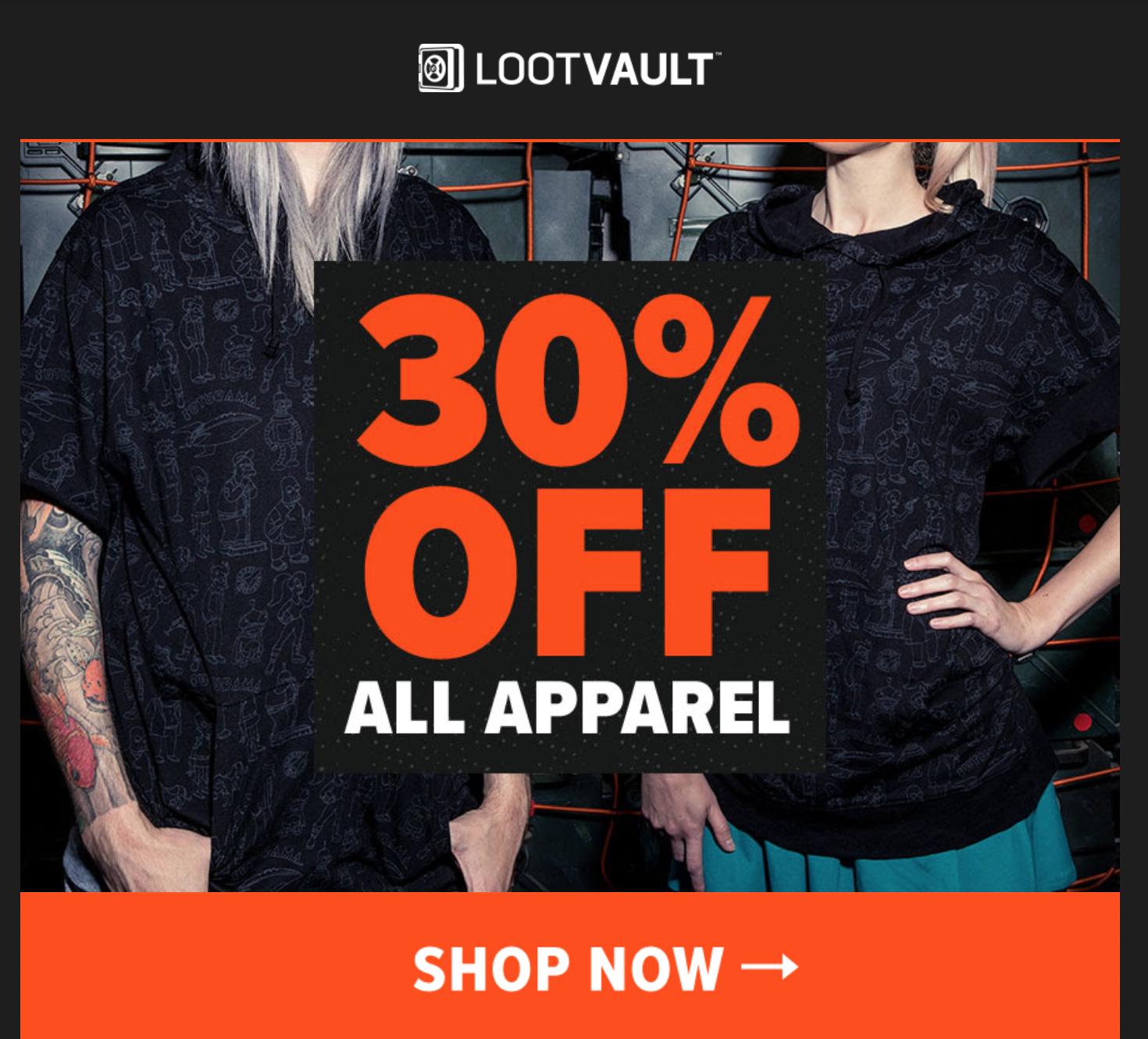 Loot Vault Flash Sale – 30% Off Apparel!