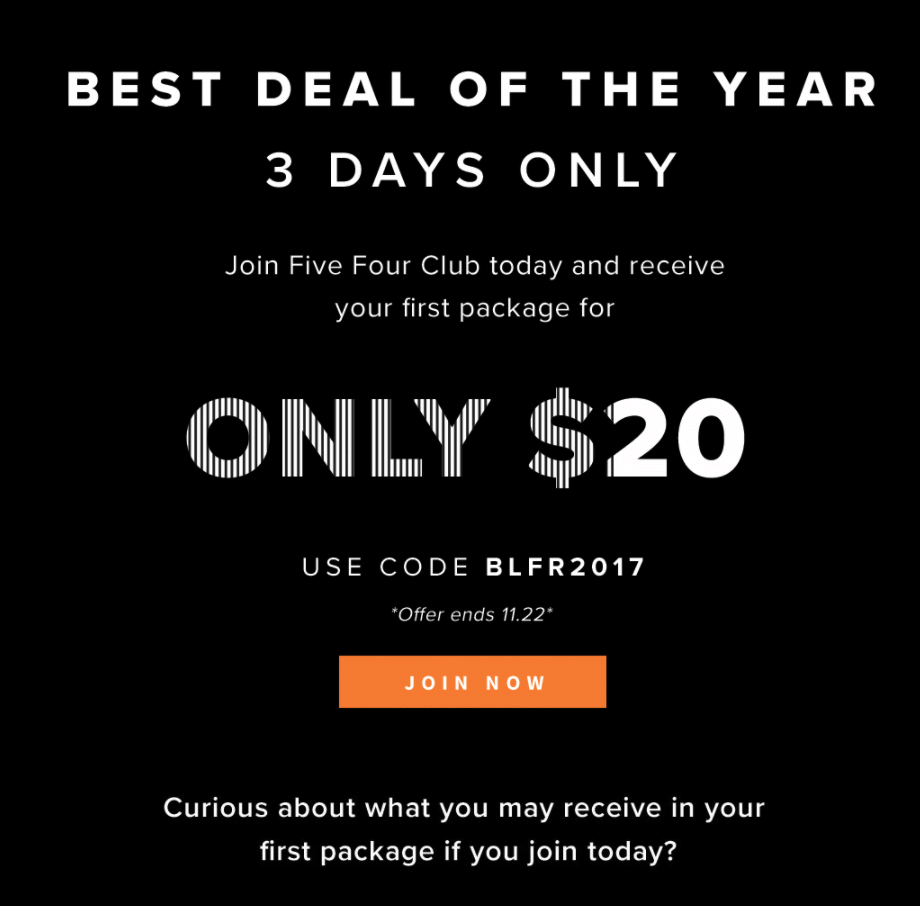 Five Four Club Black Friday Sale – Get Your First Month for $20