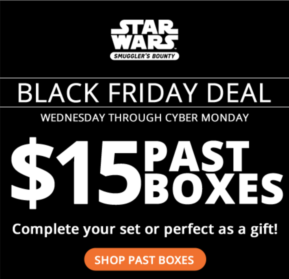 Smuggler’s Bounty Black Friday Sale – $15 Past Boxes for Subscribers!