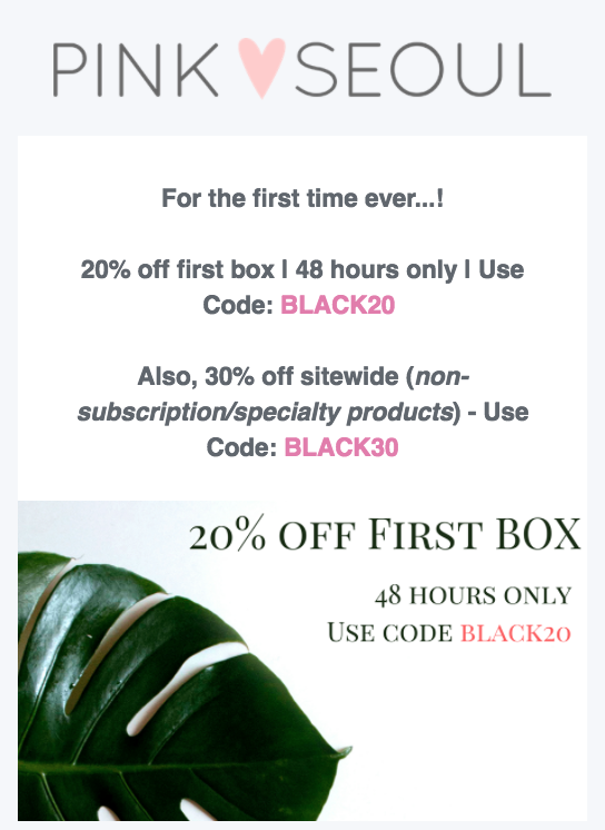 PinkSeoul Black Friday Sale – 20% Off Your First Box!