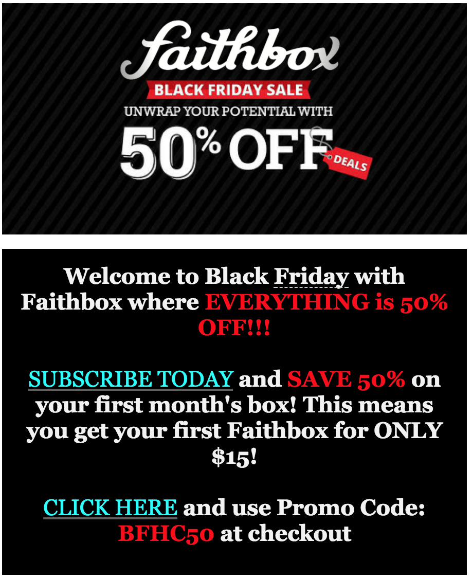 Faithbox Black Friday Coupon – 50% Off Your First Box!