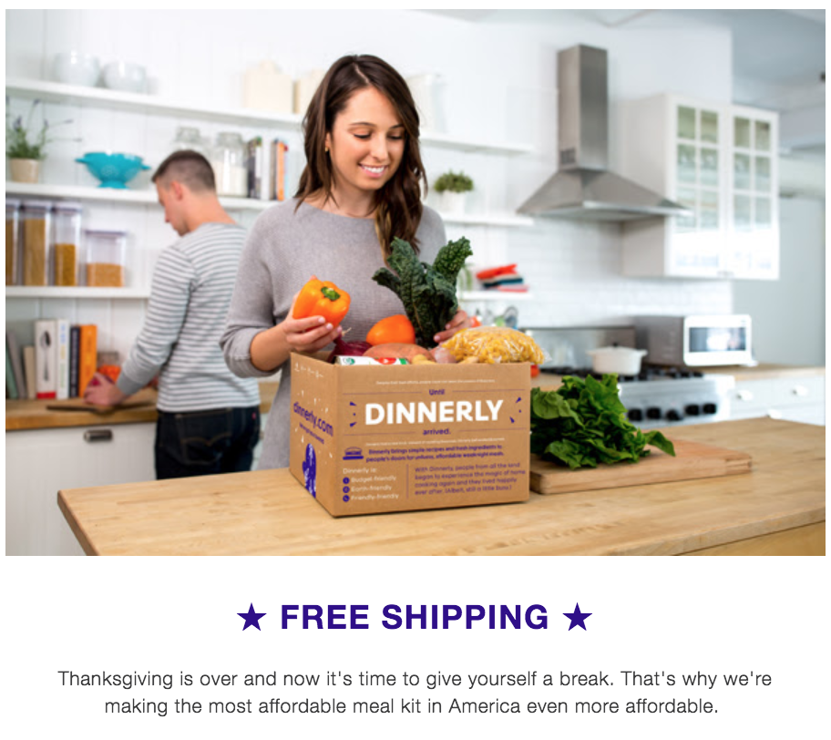 Dinnerly Cyber Monday Coupon – Free Shipping on Your First Box!