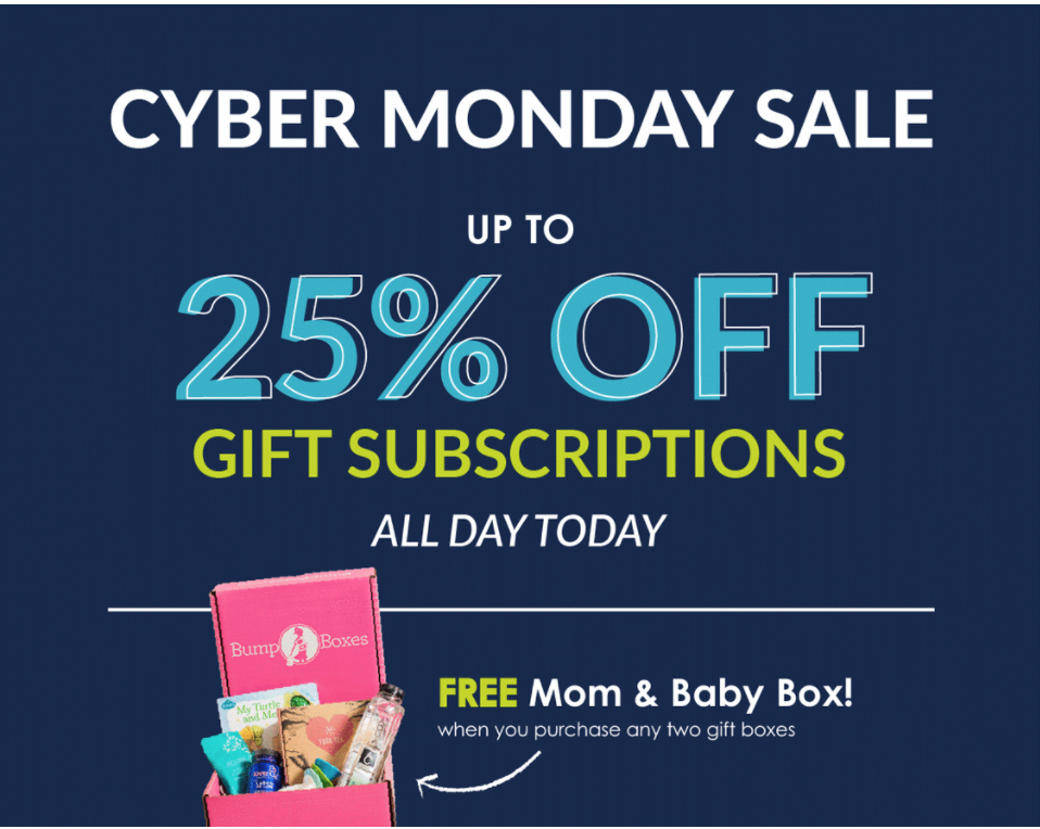 Bump Boxes Black Friday Deal – FREE Mom and Baby Box with 2 Gifts + 20% Off Gift Subscriptions!