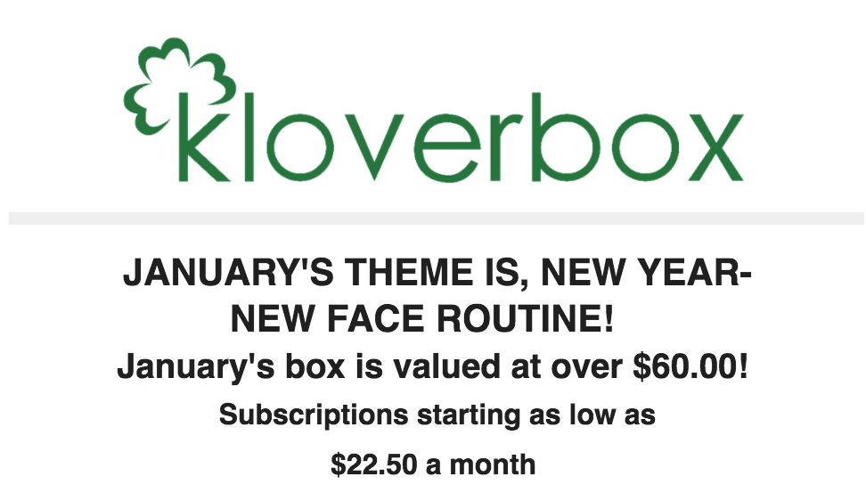 Kloverbox January 2018 Spoiler + Coupon