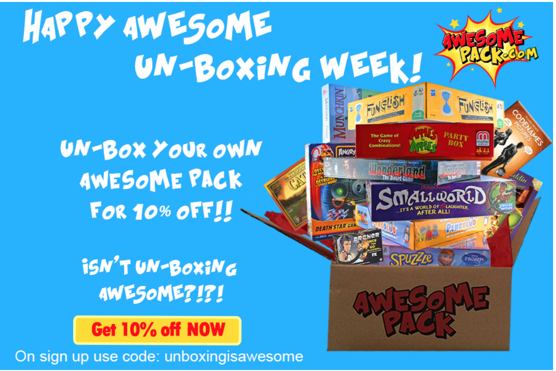 Awesome Pack Coupon – 10% Off Your First Box!
