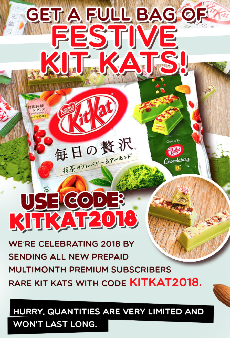 Japan Crate Coupon – FREE Kit Kats with Pre-Paid Subscription!