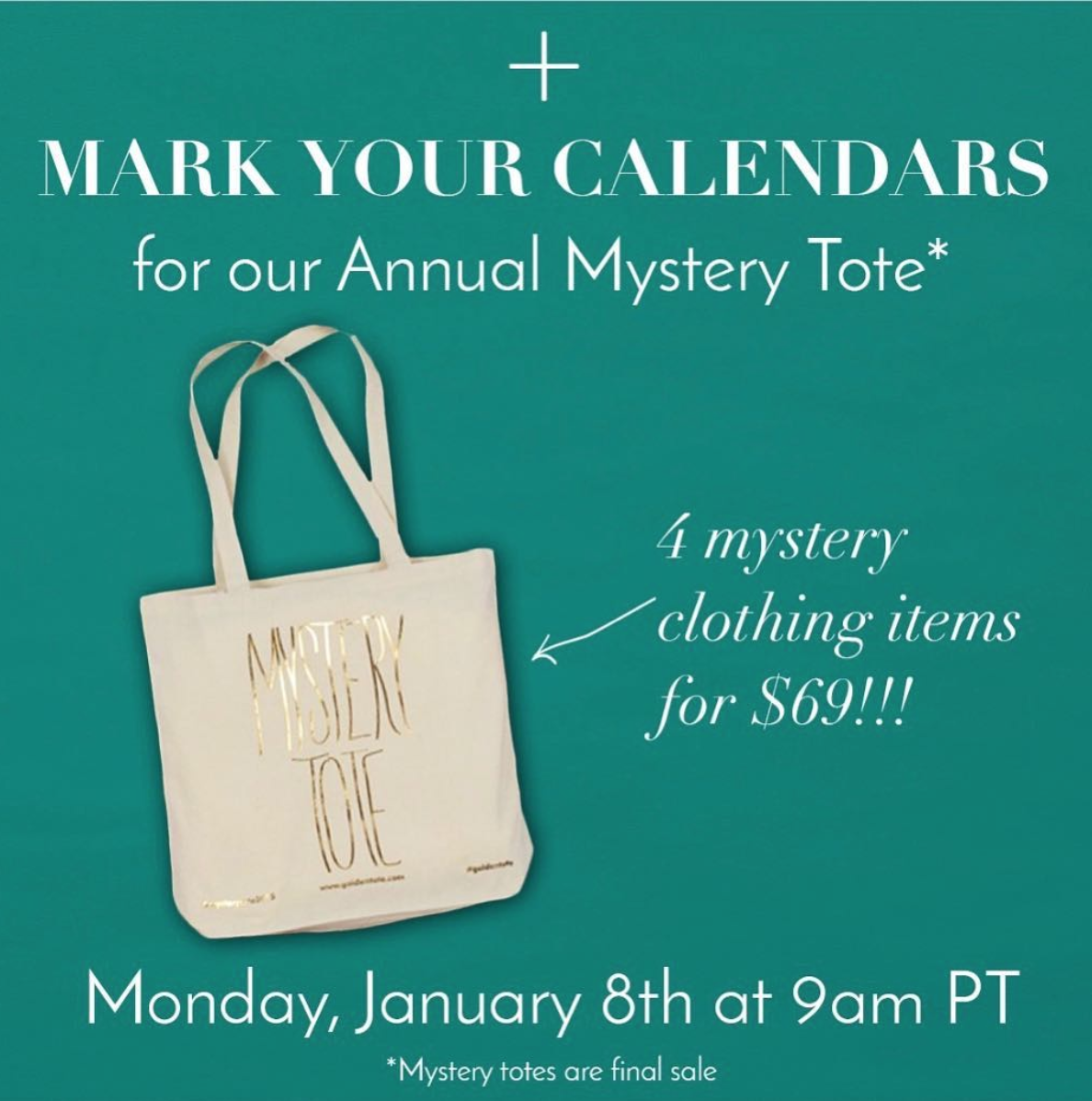 Reminder – Golden Tote Mystery Tote On Sale at Noon ET!